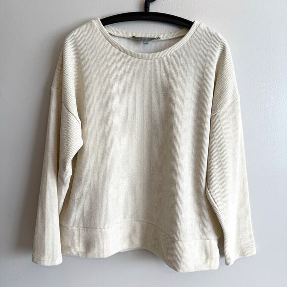 Berkley Jensen Womens White Ribbed Sweater Size Large Vanilla Girl Casual Fairy - Picture 1 of 10